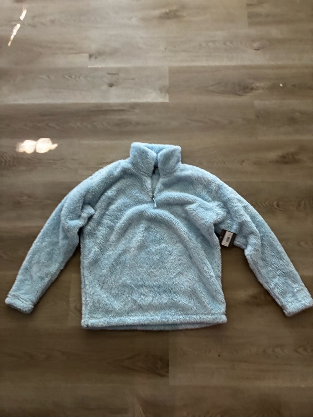 Eddie Bauer Light Blue Plush Quarter-Zip Turtleneck Pullover
